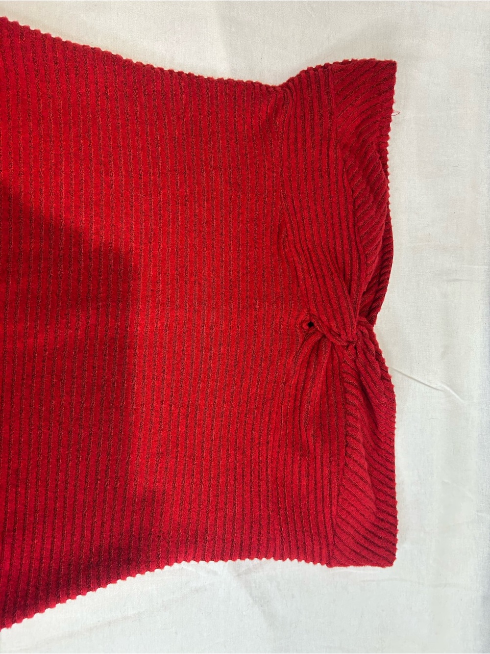 Red Ribbed Strapless Knit Romper - Picture 2 of 4